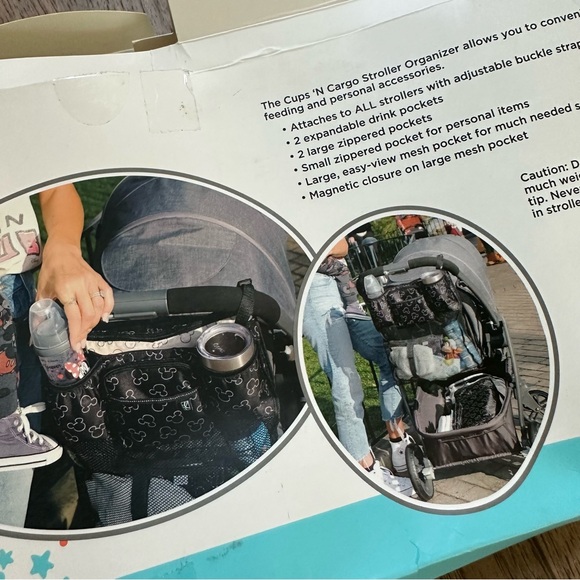 NEW! Disney Black Stroller Organizer, Mickey Mouse, Cup Holder, Universal - Picture 14 of 16